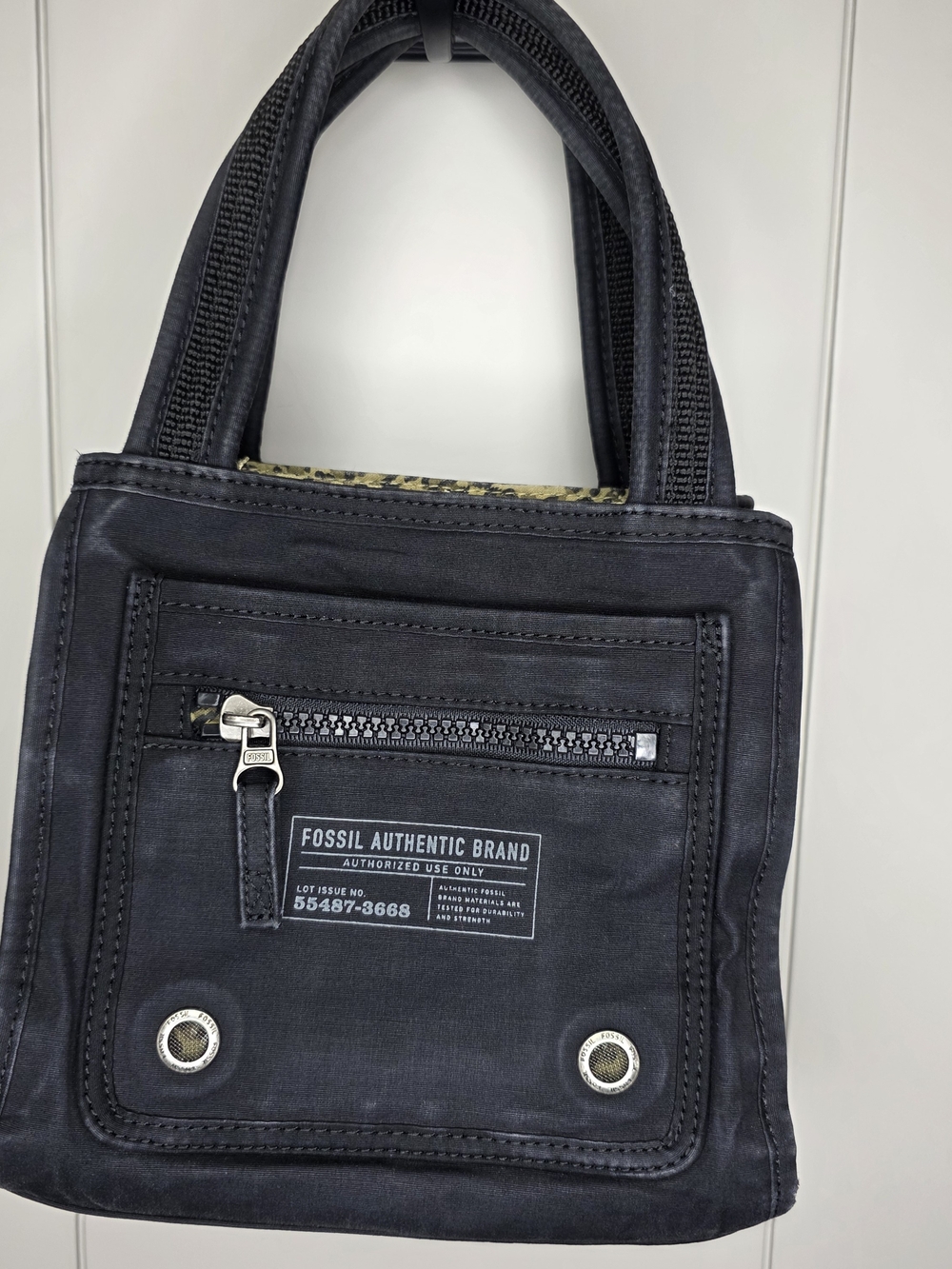 Fossil Mini Satchel. Black. Silver Hardware.